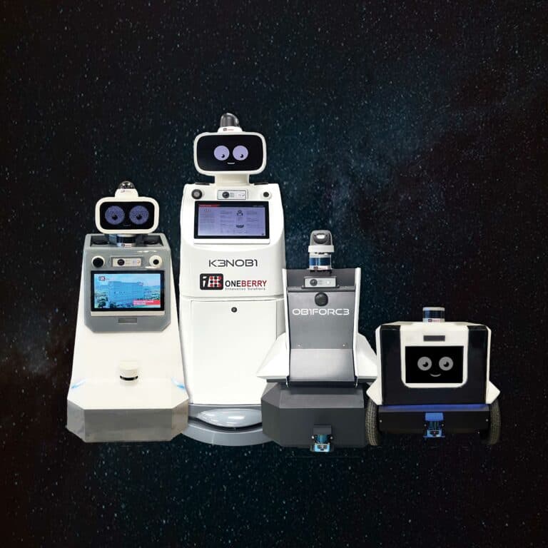 Oneberry security robots that complement manpower on the ground.