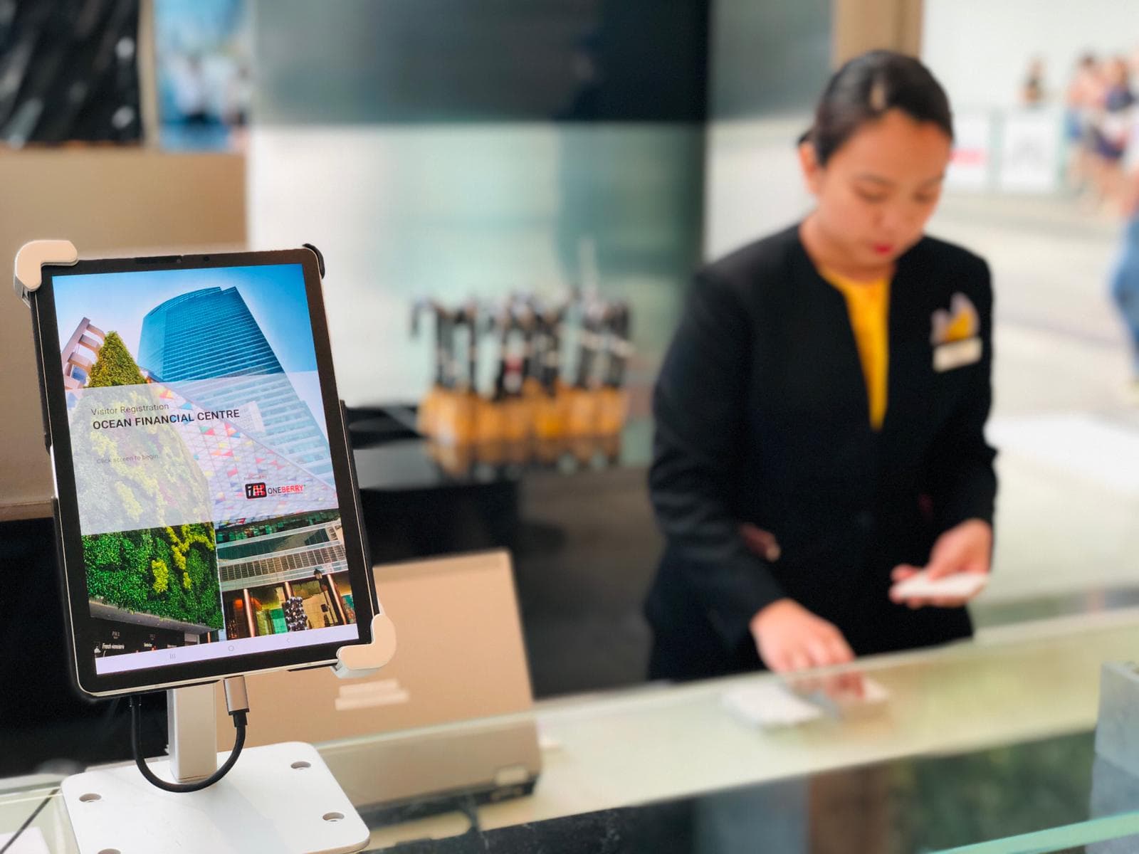Security concierge operations at a commercial reception.